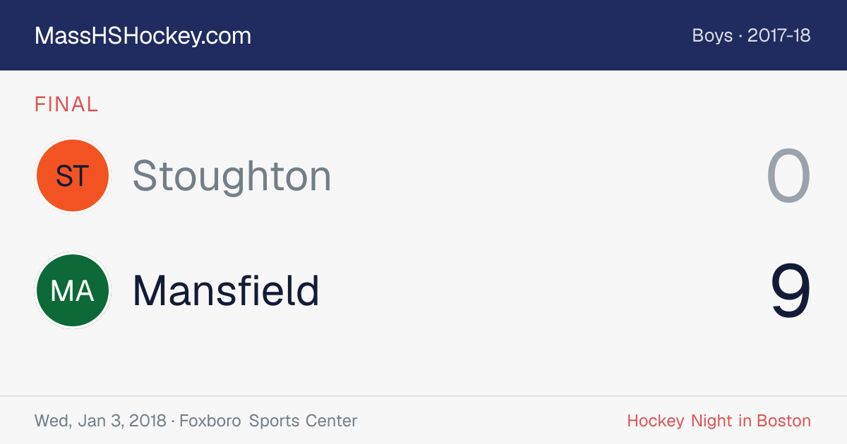 Stoughton at Mansfield score card