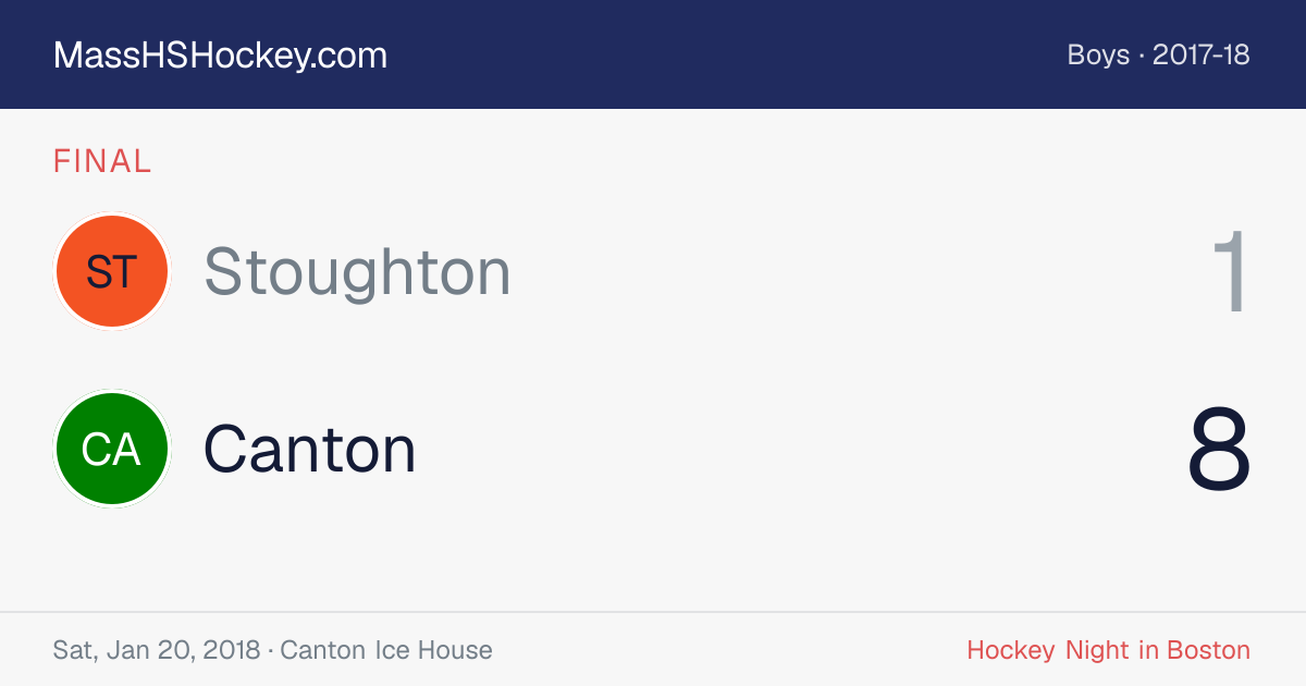 Stoughton at Canton score card