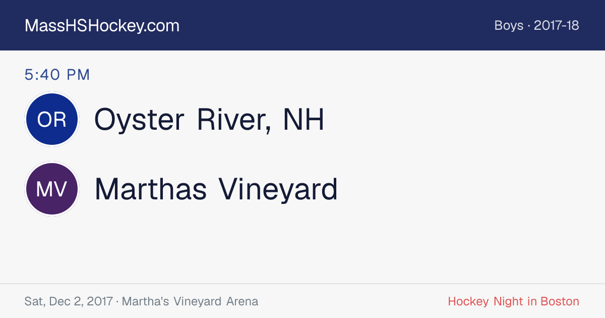 Oyster River, NH at Marthas Vineyard score card