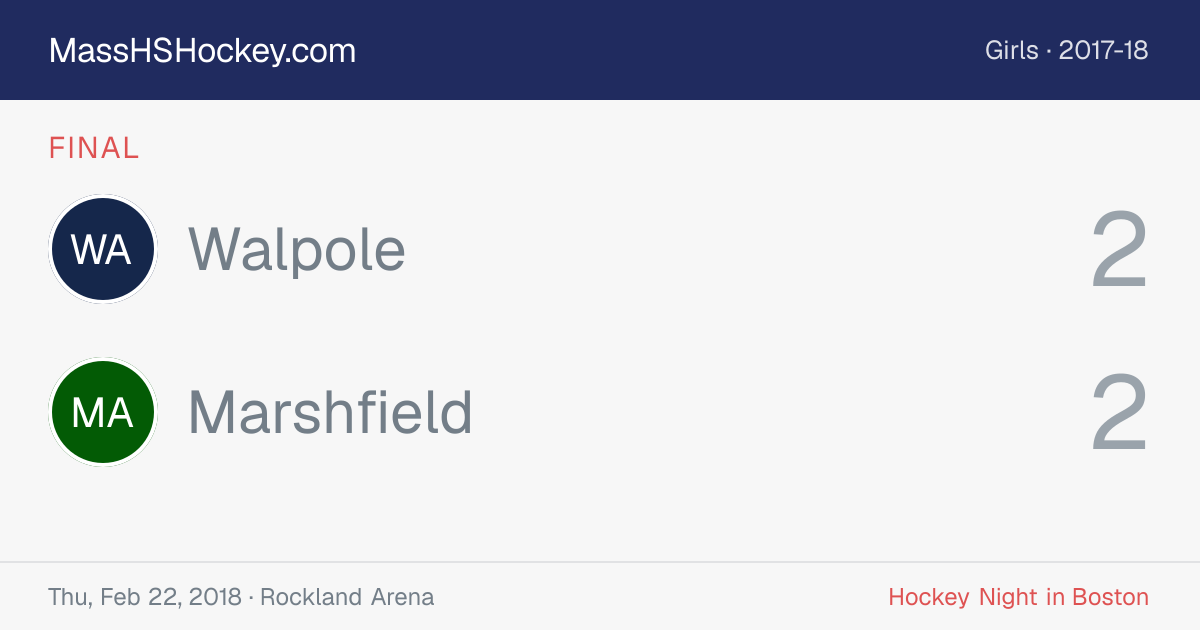 Walpole at Marshfield score card