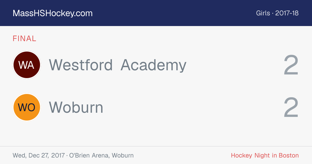 Westford Academy at Woburn score card