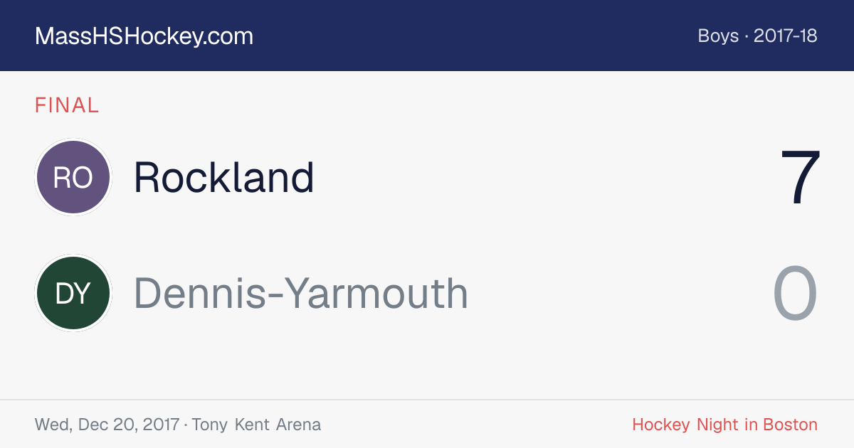 Rockland at Dennis-Yarmouth score card
