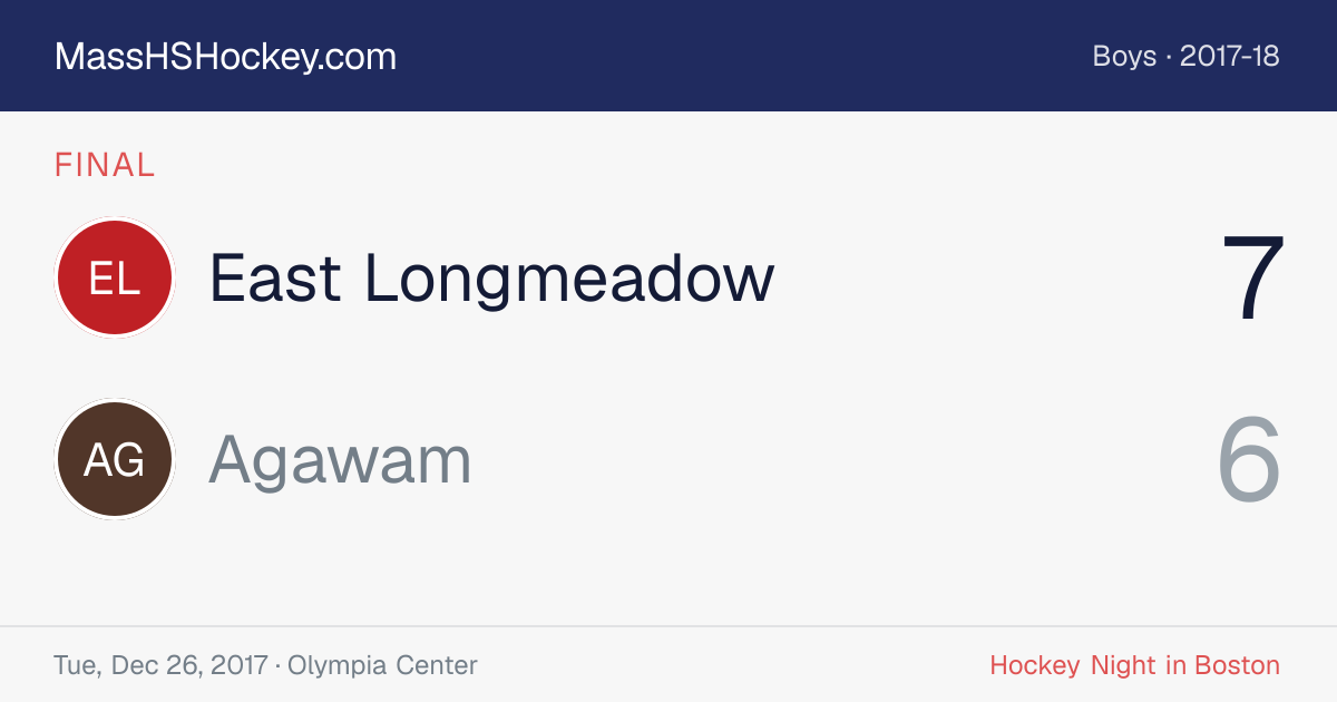 East Longmeadow at Agawam score card