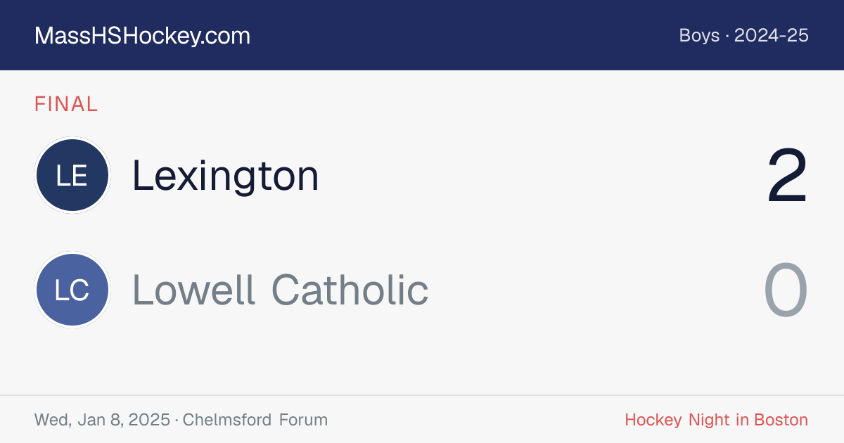 Lexington at Lowell Catholic score card
