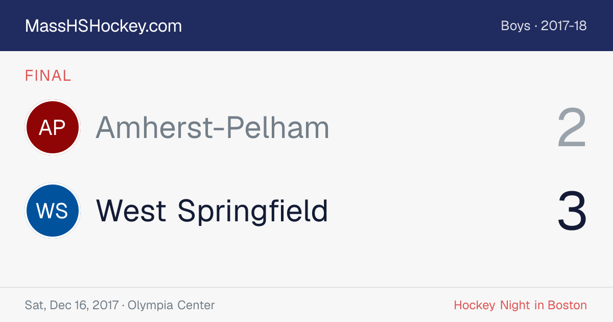 Amherst-Pelham at West Springfield score card