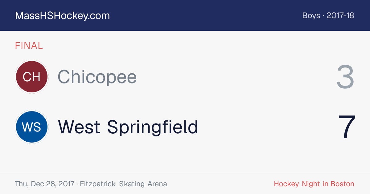 Chicopee at West Springfield score card