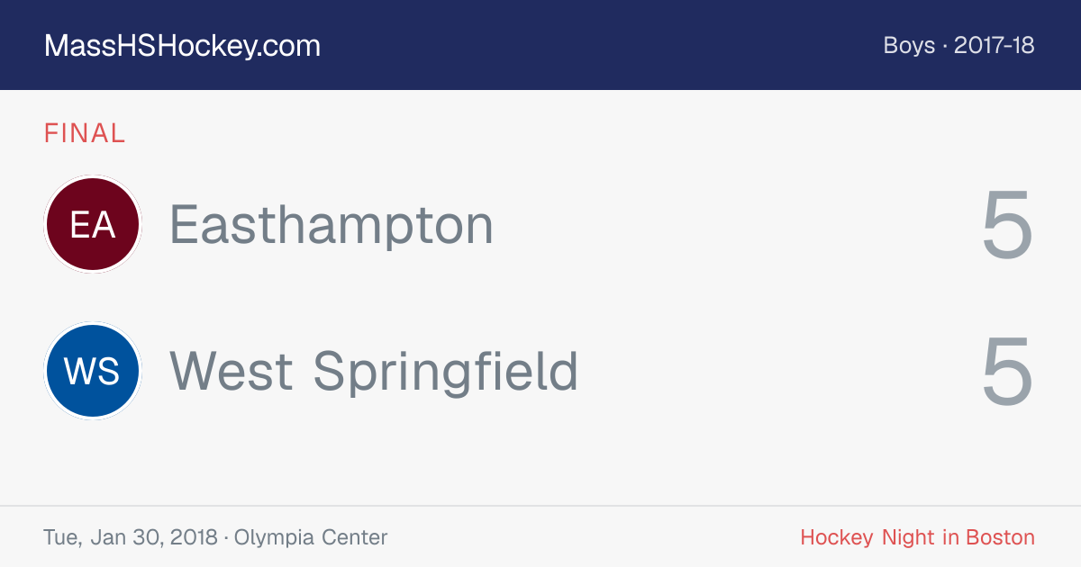 Easthampton at West Springfield score card