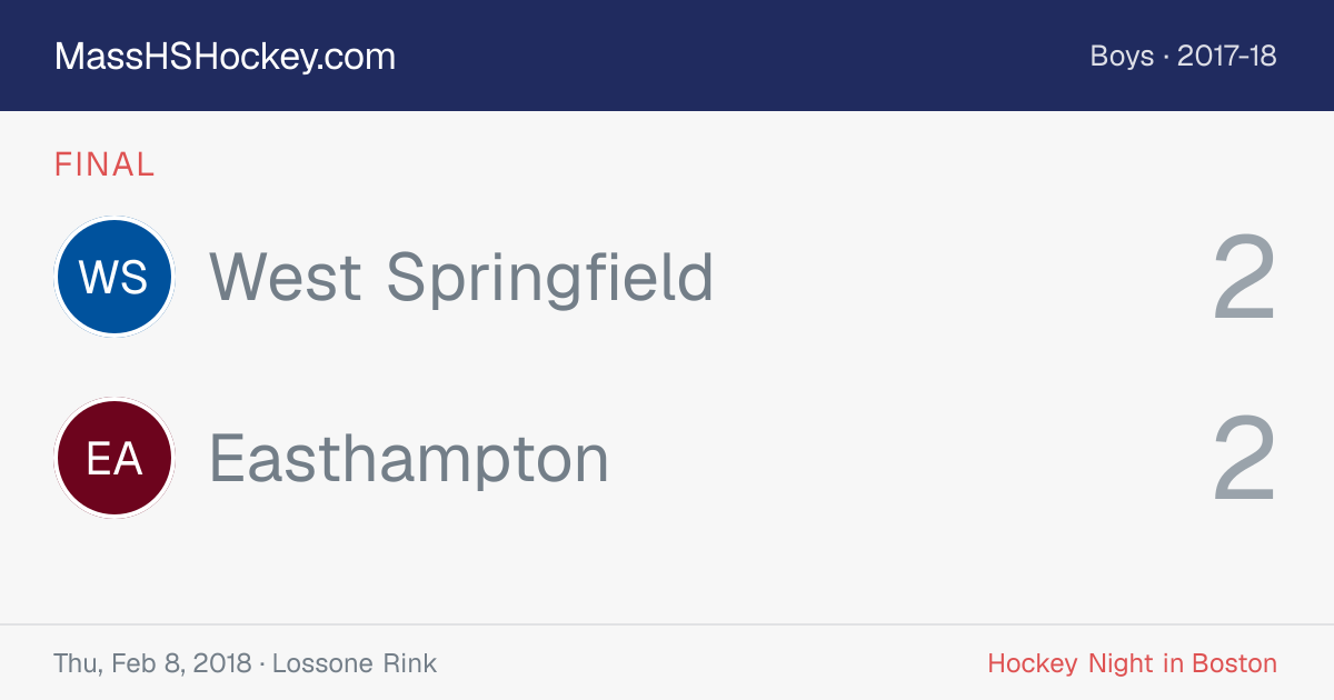 West Springfield at Easthampton score card