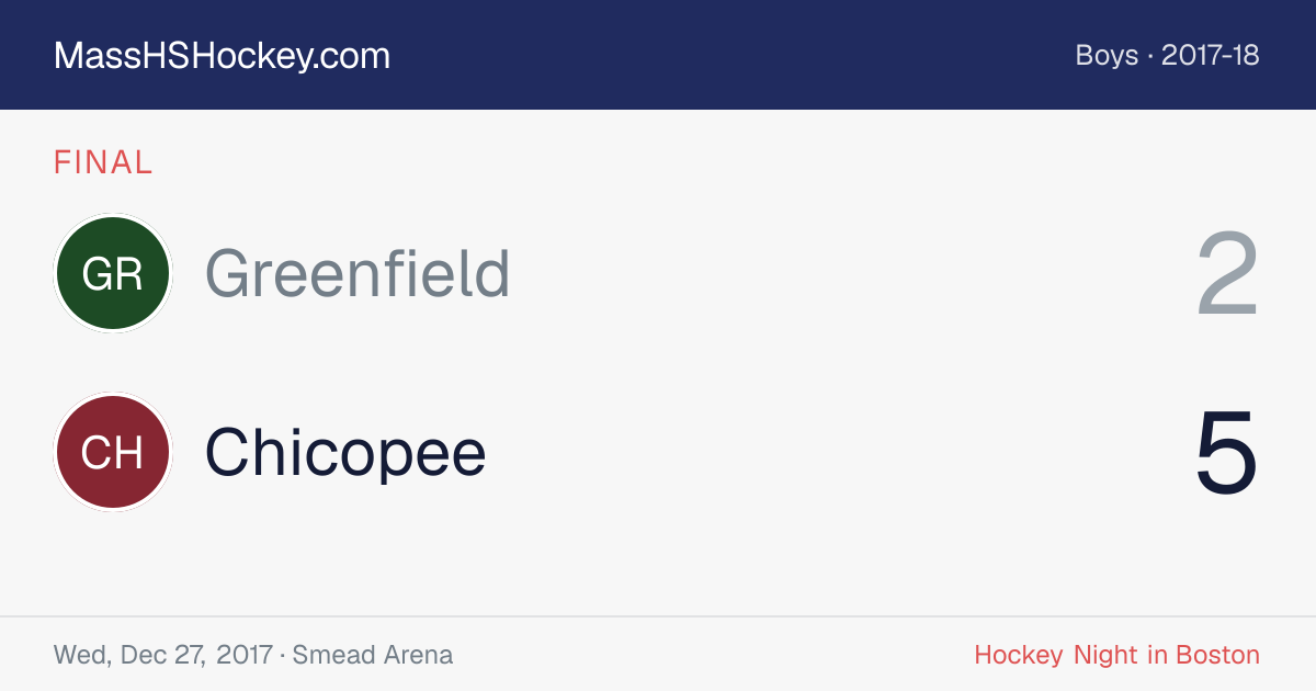 Greenfield at Chicopee score card