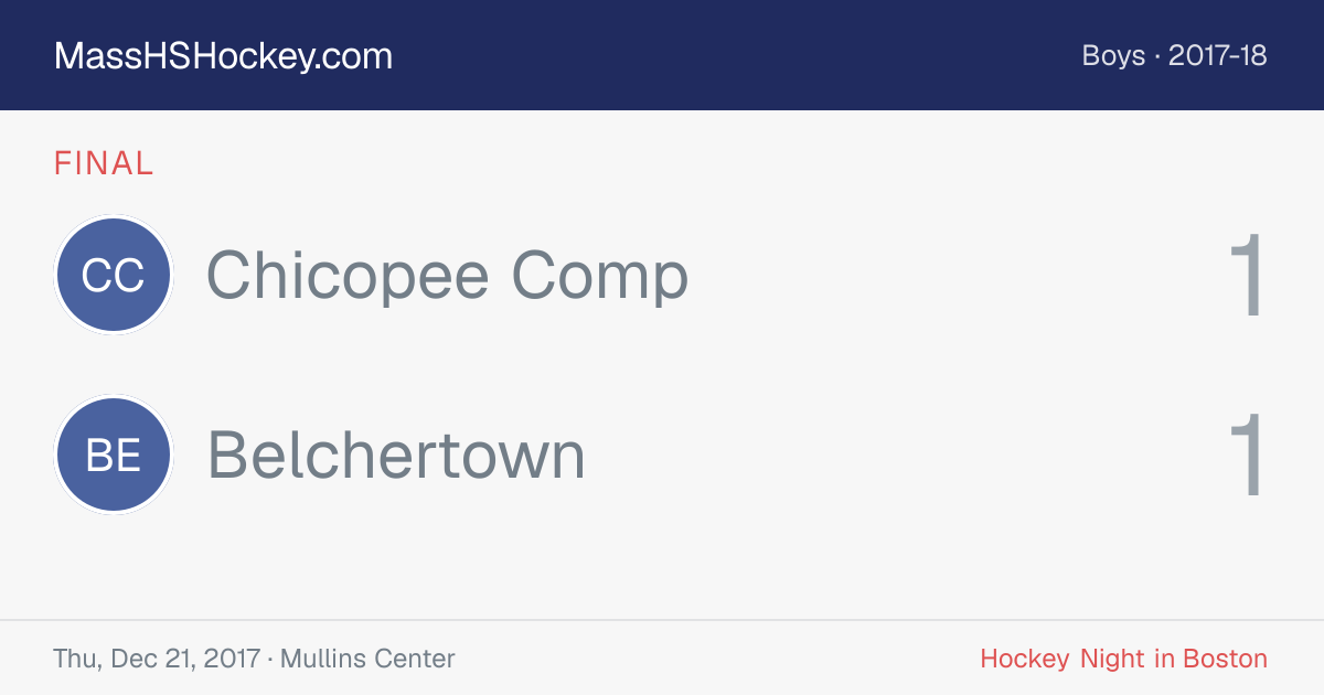 Chicopee Comp at Belchertown score card
