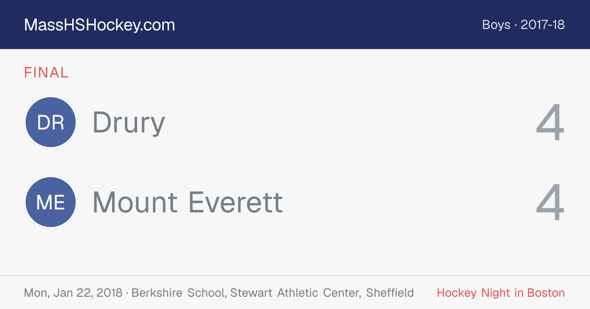 Drury at Mount Everett score card