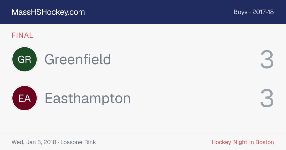 Greenfield at Easthampton score card