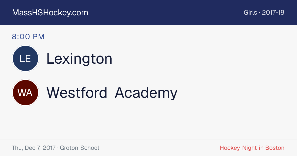 Lexington at Westford Academy score card