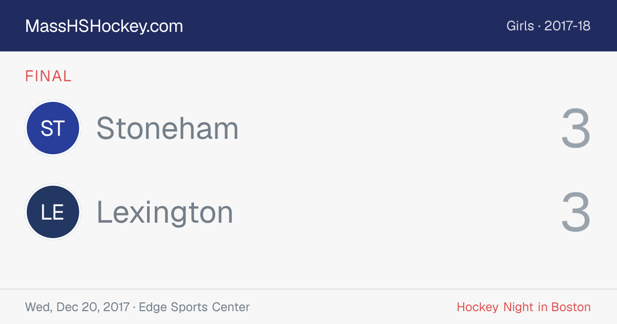 Stoneham at Lexington score card