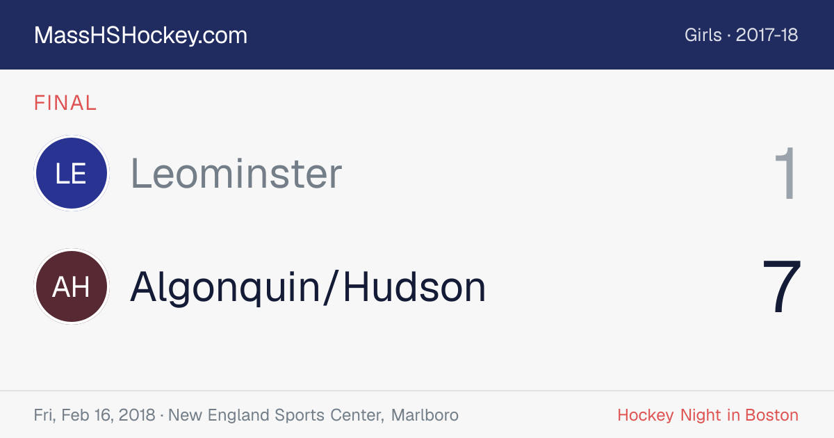 Leominster at Algonquin/Hudson score card