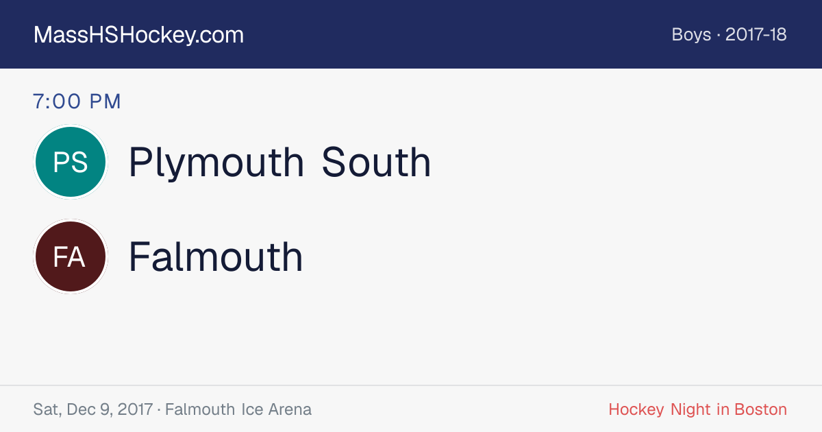 Plymouth South at Falmouth score card