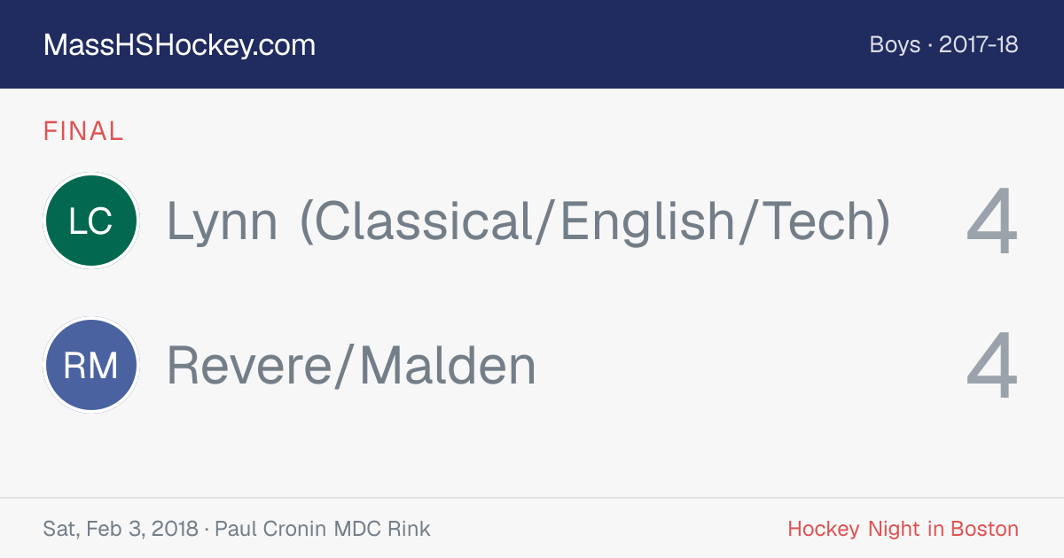 Lynn (Classical/English/Tech) at Revere/Malden score card