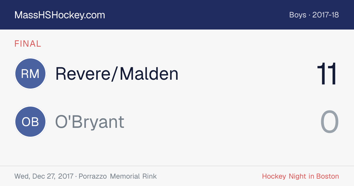 Revere/Malden at O'Bryant score card