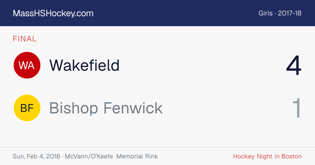Wakefield at Bishop Fenwick score card