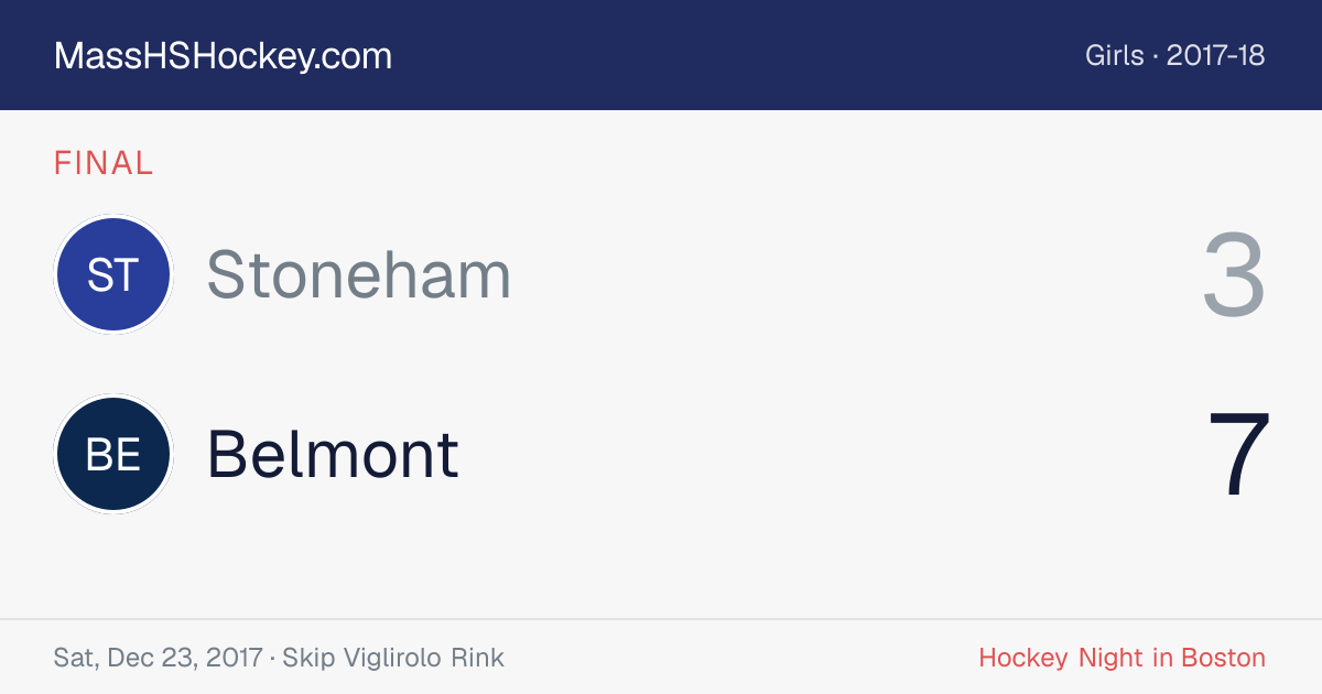 Stoneham at Belmont score card