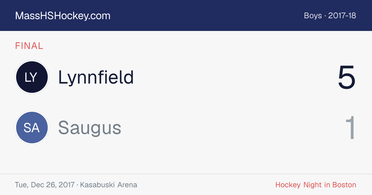 Lynnfield at Saugus score card