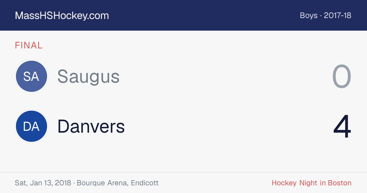 Saugus at Danvers score card