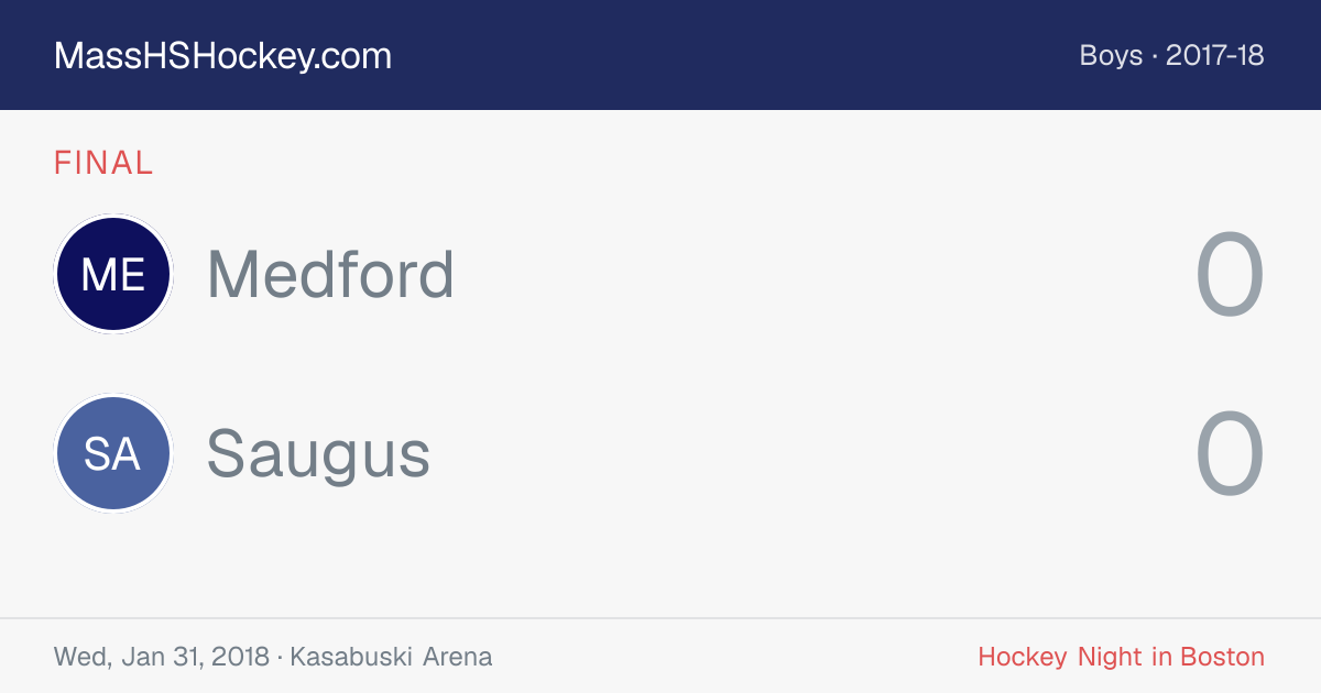 Medford at Saugus score card