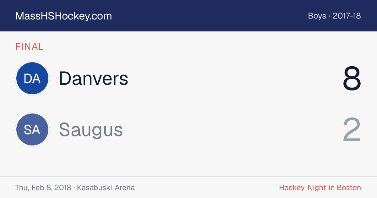 Danvers at Saugus score card