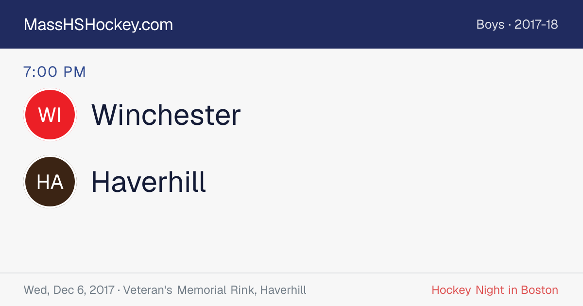 Winchester at Haverhill score card