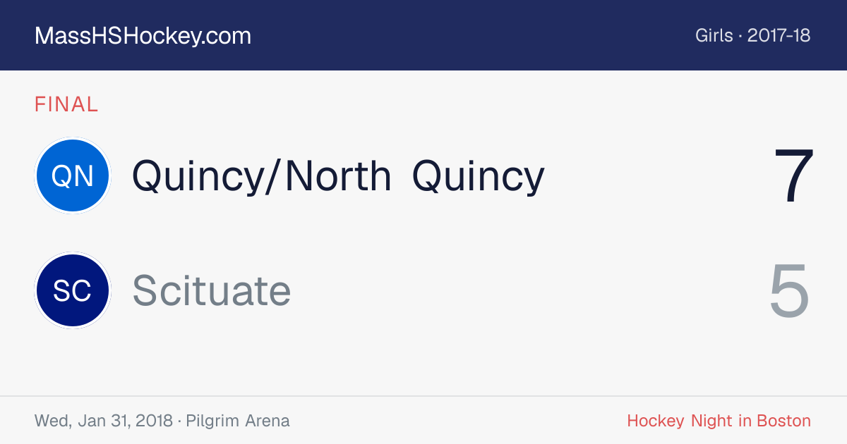 Quincy/North Quincy at Scituate score card