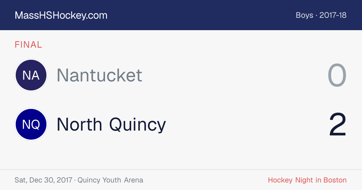 Nantucket at North Quincy score card