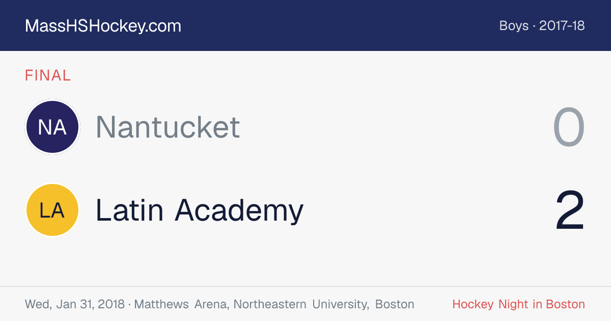 Nantucket at Latin Academy score card