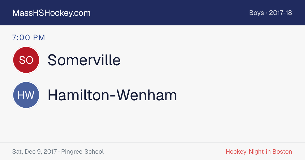 Somerville at Hamilton-Wenham score card