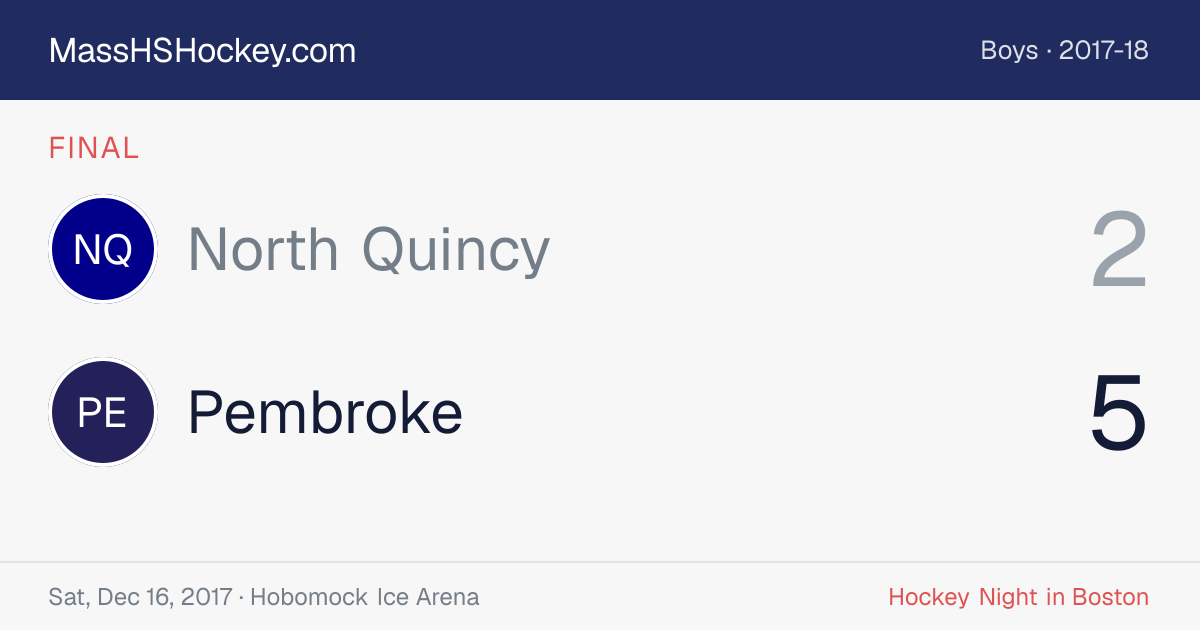 North Quincy at Pembroke score card