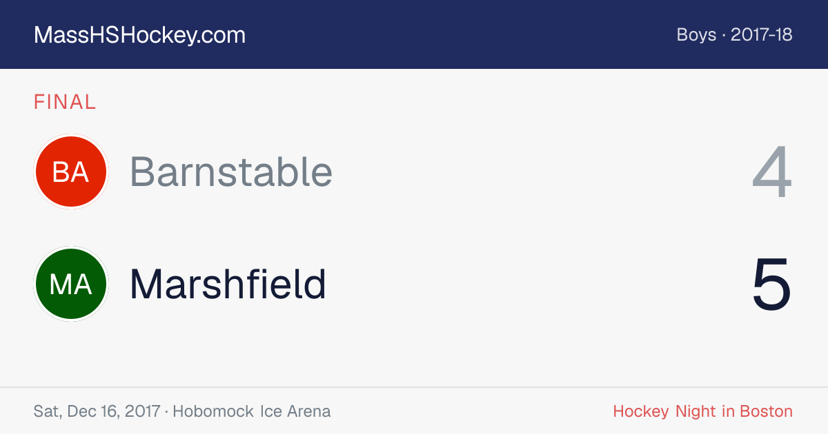 Barnstable at Marshfield score card