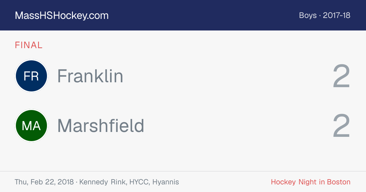 Franklin at Marshfield score card