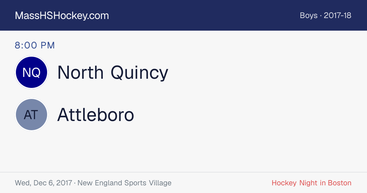 North Quincy at Attleboro score card