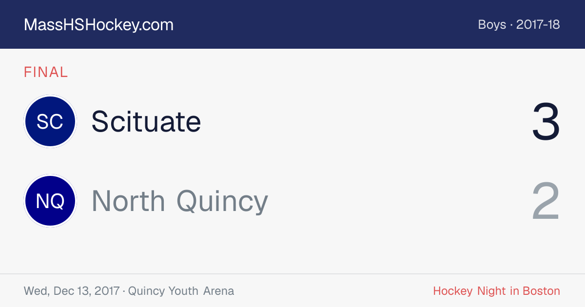 Scituate at North Quincy score card