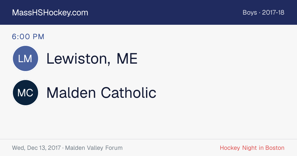 Lewiston, ME at Malden Catholic score card