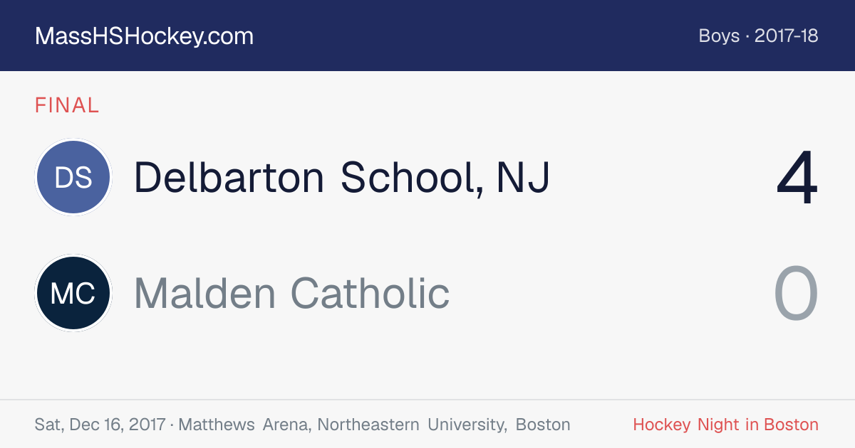 Delbarton School, NJ at Malden Catholic score card