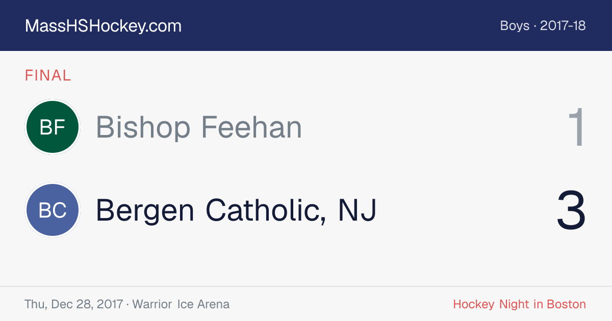Bishop Feehan at Bergen Catholic, NJ score card