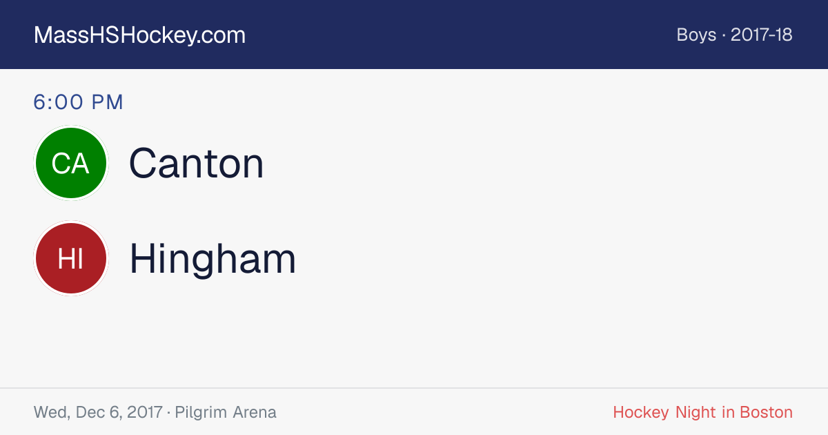 Canton at Hingham score card