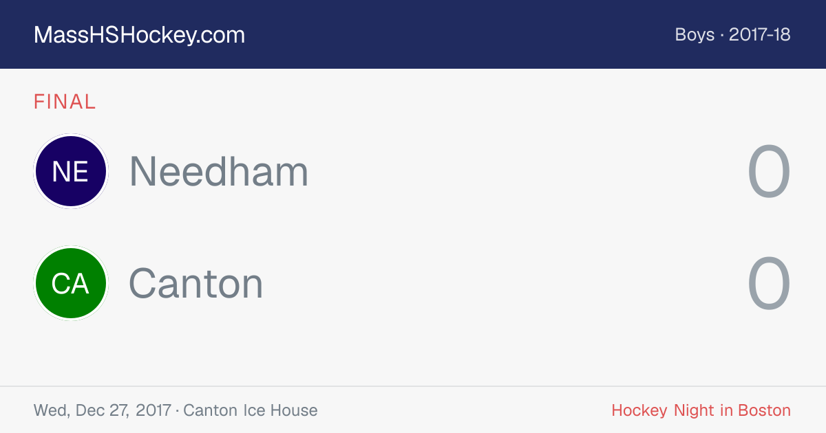 Needham at Canton score card