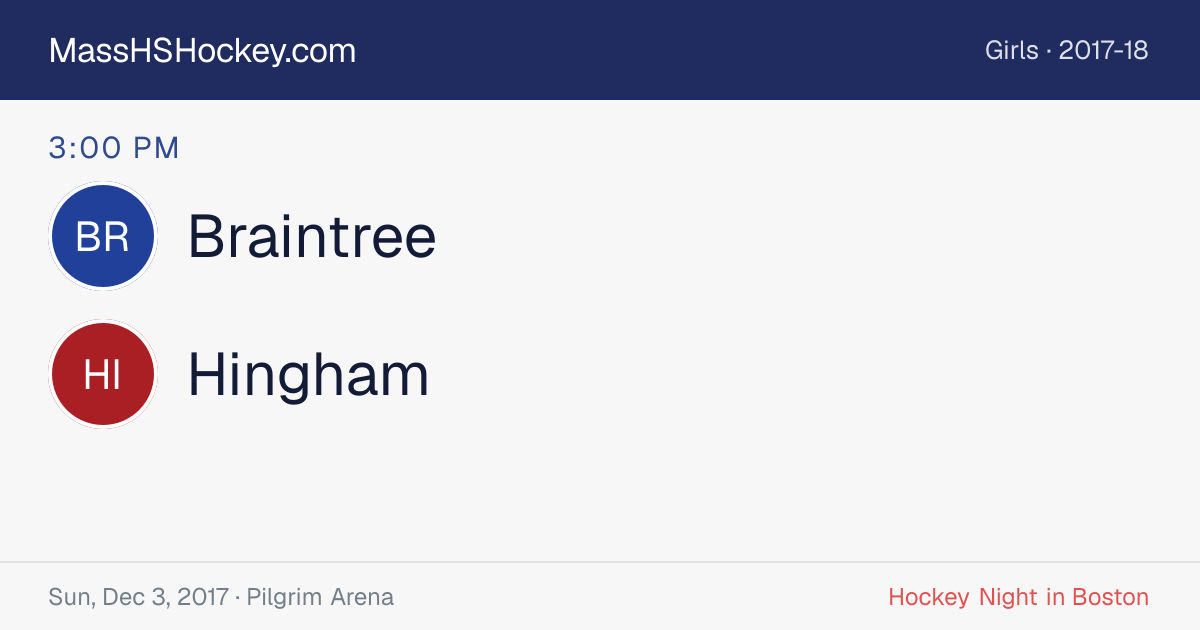 Braintree at Hingham score card
