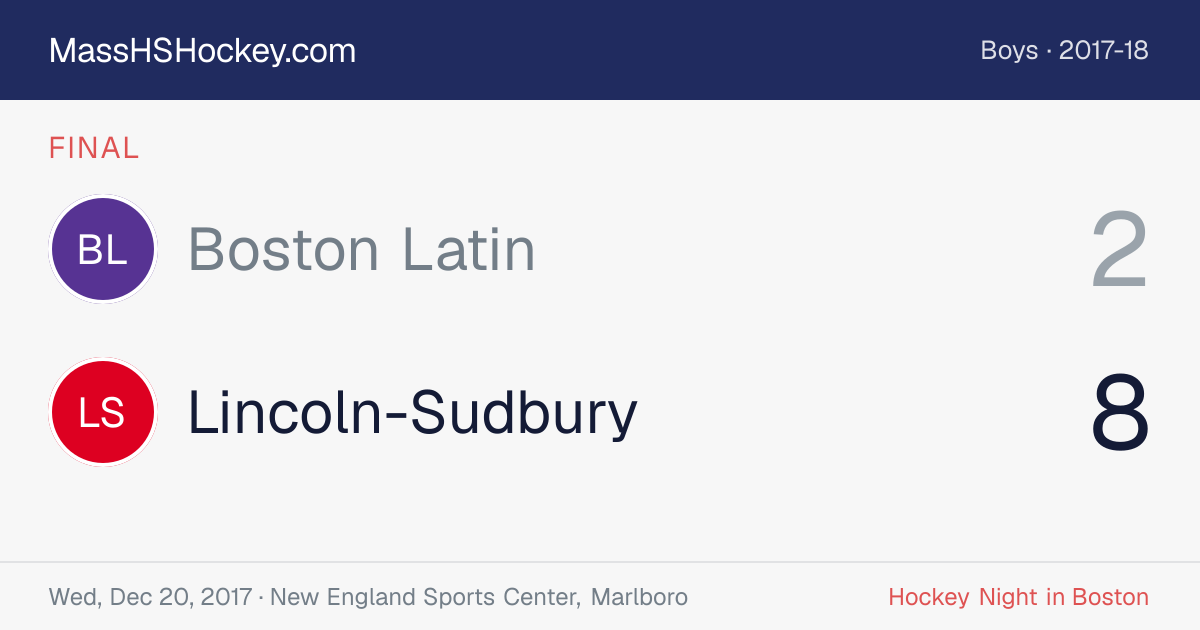Boston Latin at Lincoln-Sudbury score card