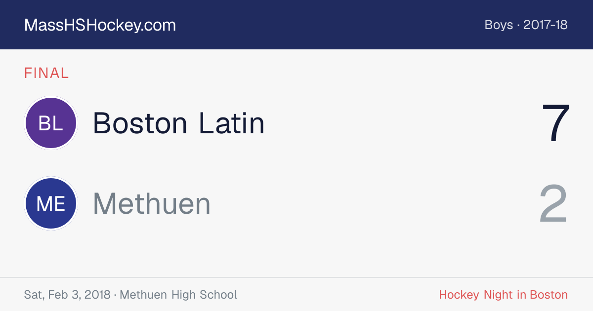 Boston Latin at Methuen score card