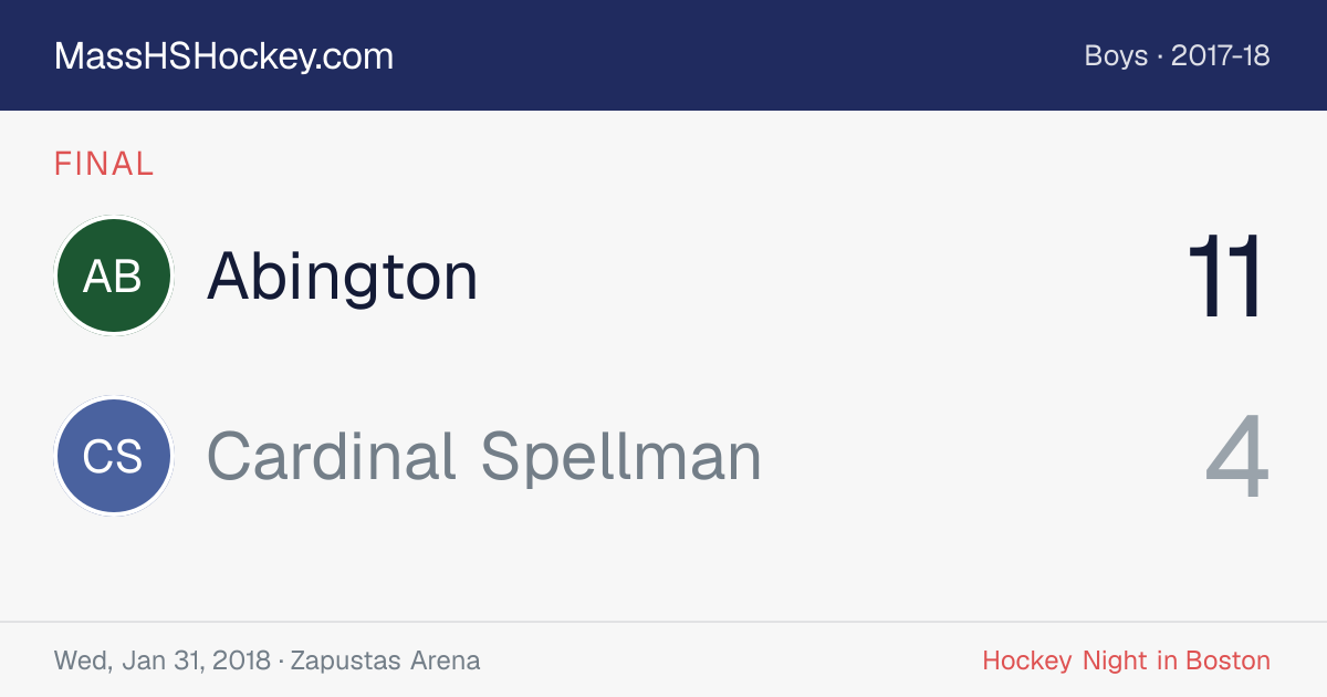 Abington at Cardinal Spellman score card