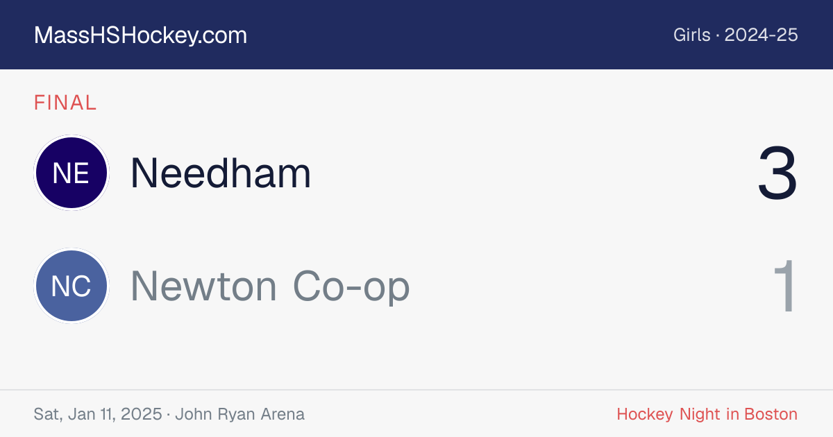 Needham at Newton Co-op score card
