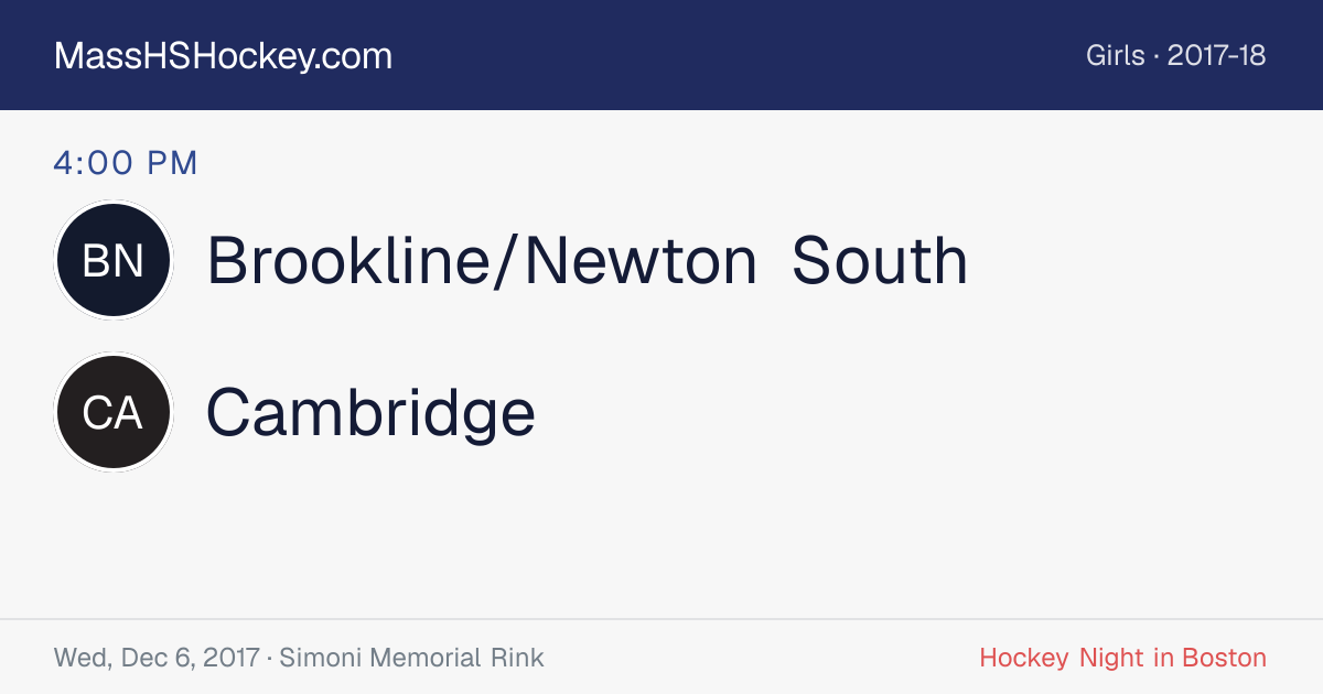Brookline/Newton South at Cambridge score card
