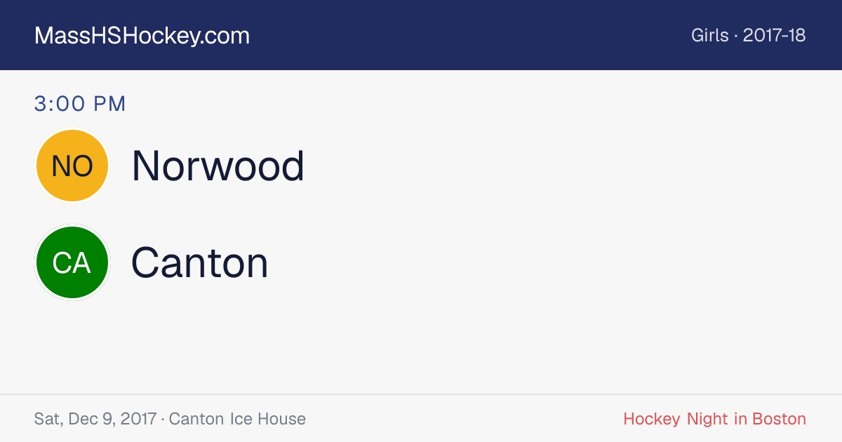 Norwood at Canton score card